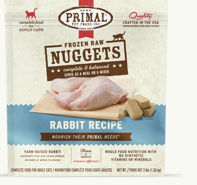 Primal Frozen Raw Nuggets Rabbit Formula Cat Food 3lb