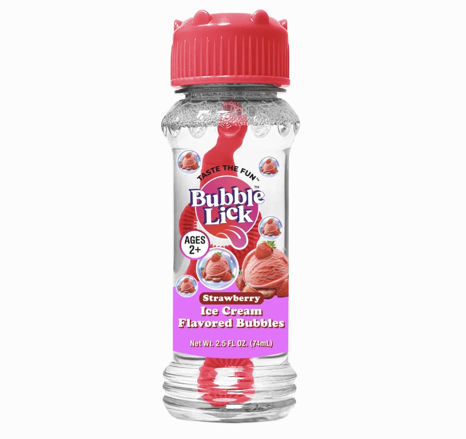Bubble Lick Flavored Bubbles for Pets and Kids - Strawberry Ice Cream 2.5 oz