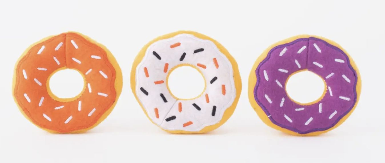 ZippyPaws Miniz Halloween Donutz Dog Toys, 3 Pack