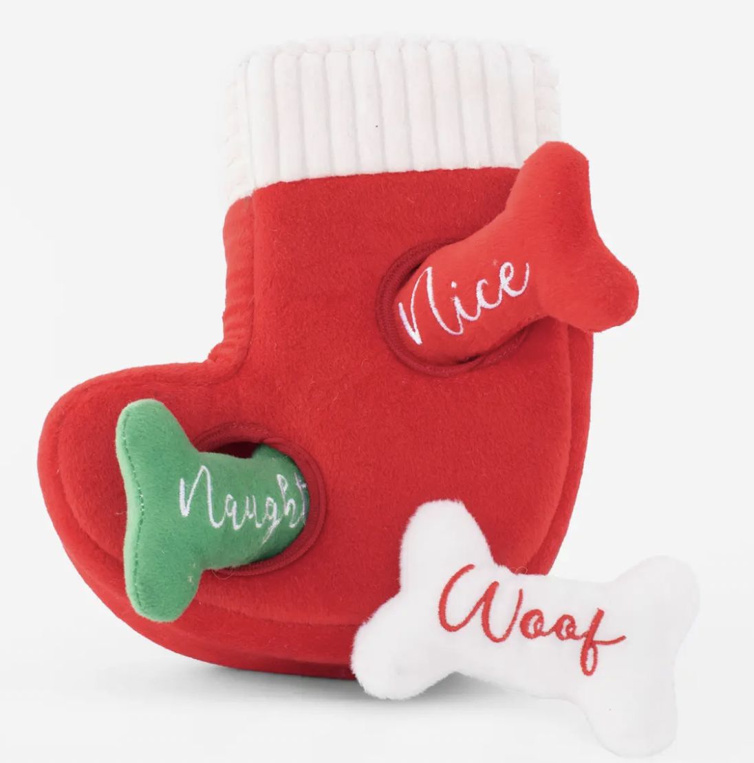 ZippyPaws Burrow Naughty or Nice Christmas Stocking Interactive Dog Toy