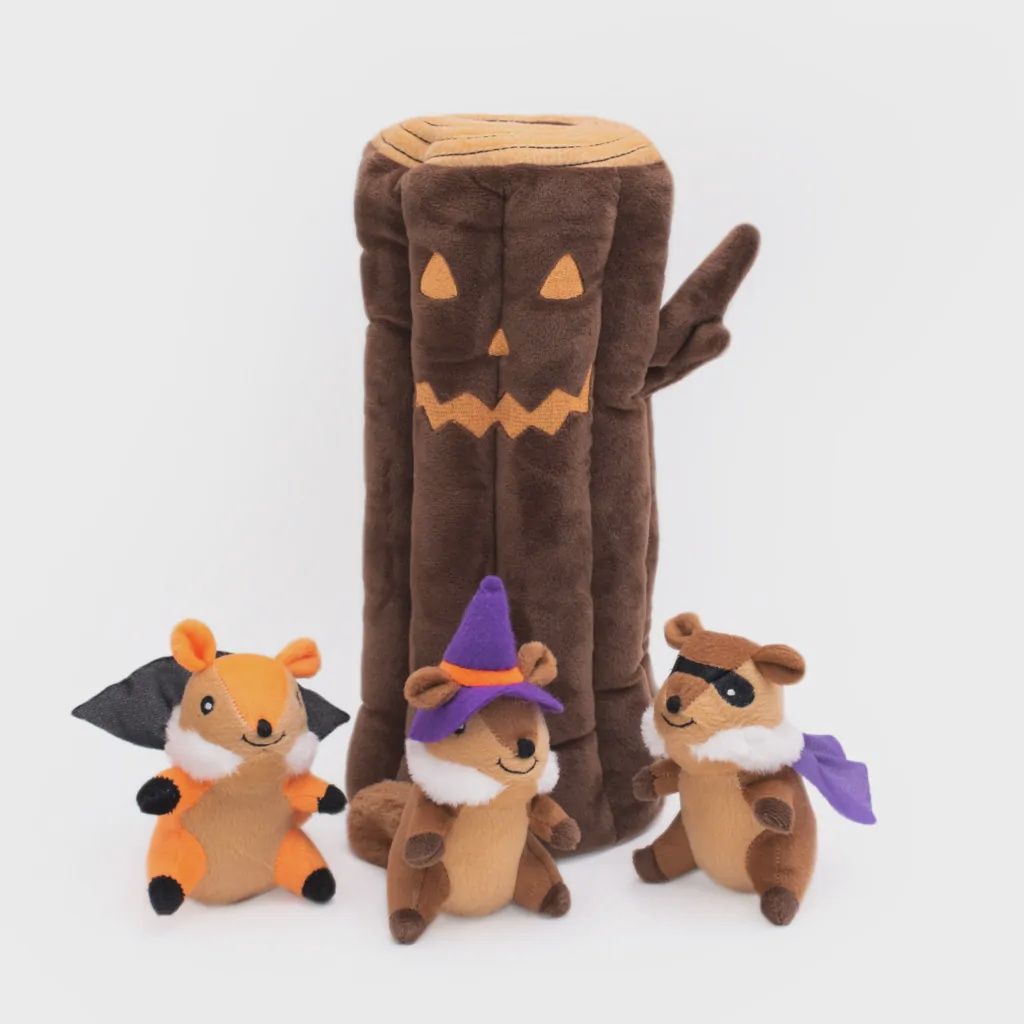 ZippyPaws Burrow Halloween Haunted Log and Chipmunks Interactive Dog Toy