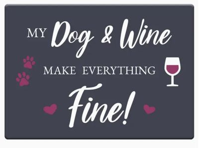 Dog Speak Retabgle Magnet - Dog &amp; Wine