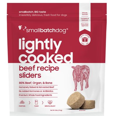 Smallbatch Frozen Lightly Cooked Beef Sliders Dog Food 5lb