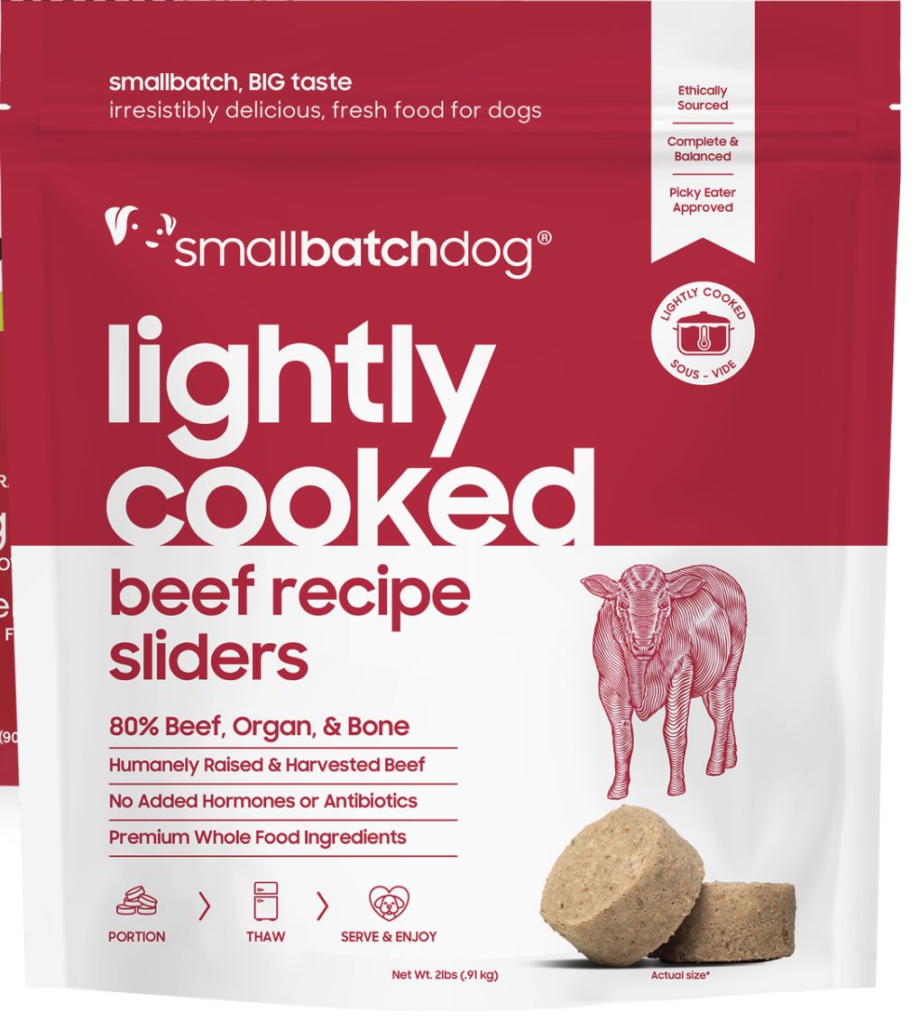 Smallbatch Frozen Lightly Cooked Beef Sliders Dog Food 2lb