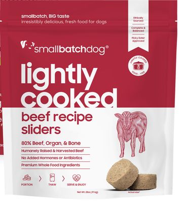 Smallbatch Frozen Lightly Cooked Beef Sliders Dog Food 2lb