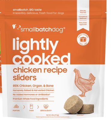 Smallbatch Frozen Lightly Cooked Chicken Sliders Dog Food 2lb