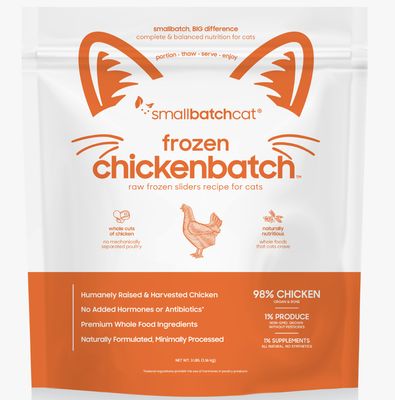 Smallbatch Frozen Raw Chicken Sliders Cat Food 3lb