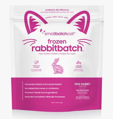 Smallbatch Frozen Raw Rabbit Sliders Cat Food 3lb