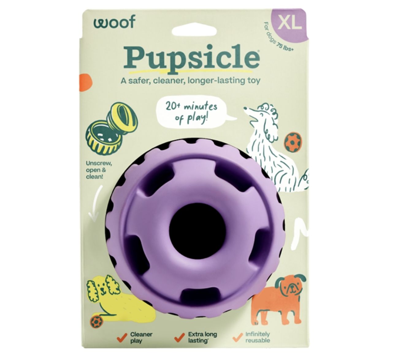 Woof Pupsicle Enrichment Dog Toy -LavenderXL