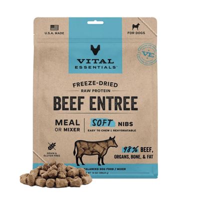 Vital Essentials Freeze Dried Soft Nibs Dog Food - Beef - 14 oz