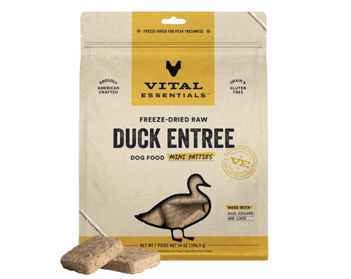 Vital Essential Freeze Dried Dog Duck Mini Patties 14oz