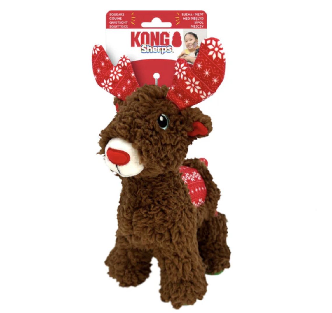 Kong Holiday Sherpa Reindeer Dog Toy- Medium