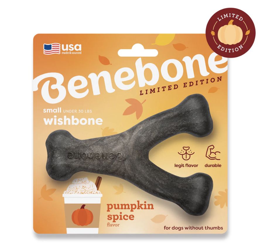 Benebone Pumpkin Spice Flavored Wishbone Chew Dog Toy Small