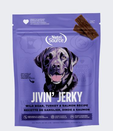 NutriSource Jivin&#39; Jerky- Wild Boar, Turkey and Salmon - 4oz