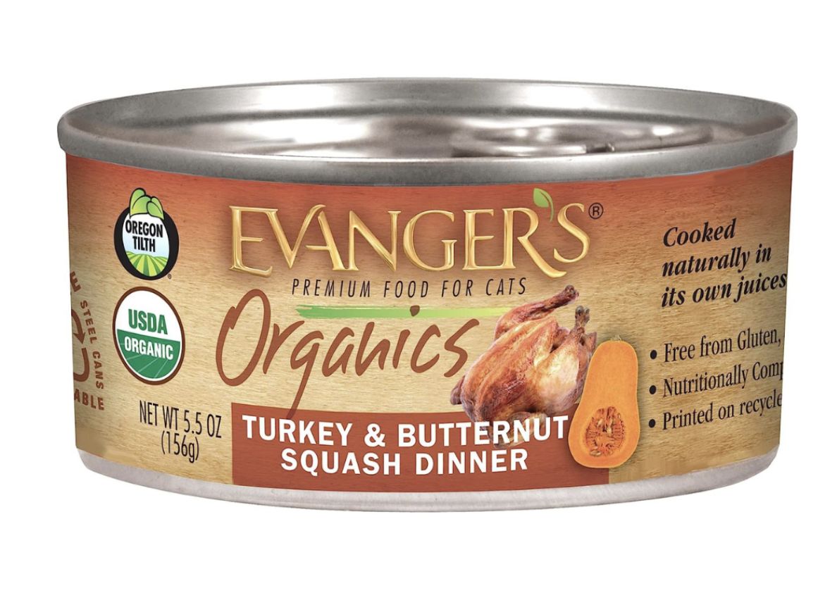 Evanger&#39;s Organics Turkey Butternut Squash Dinner Canned Cat Food 5.5oz