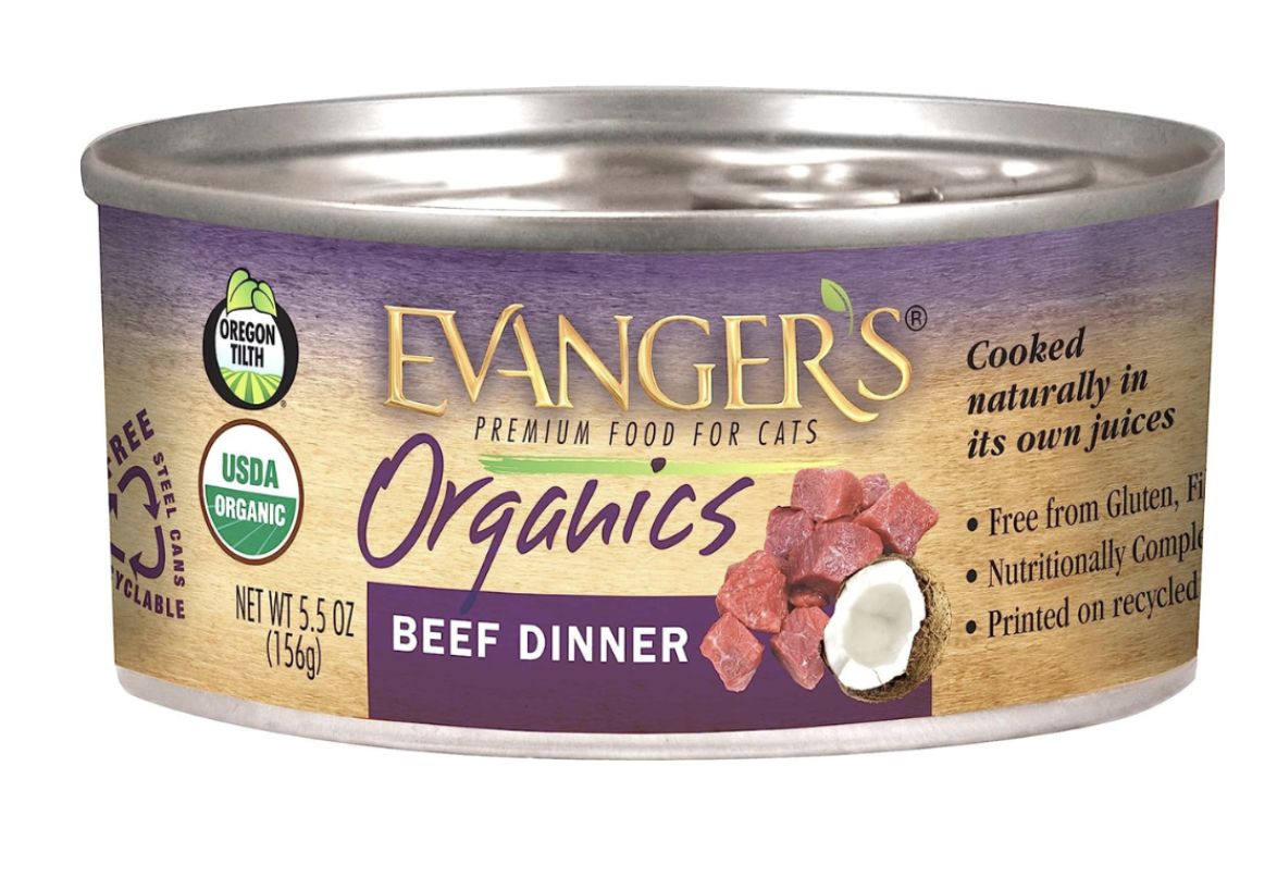Evanger&#39;s Organics Beef Dinner Canned Cat Food 5.5oz