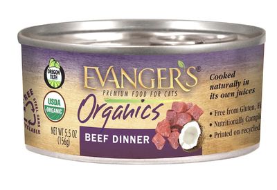 Evanger&#39;s Organic Beef Dinner Canned Cat Food 5.5oz