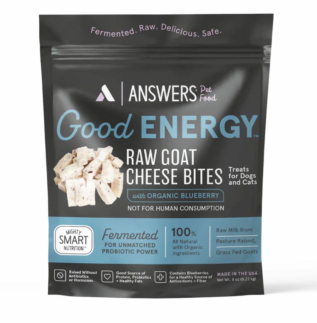 Answers Pet Food Frozen Goat Cheese Bites with Organic Blueberries Treats 8oz