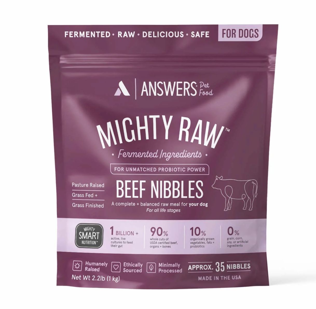 Answers Pet Food Frozen Detailed Beef Nibbles 2.2lb