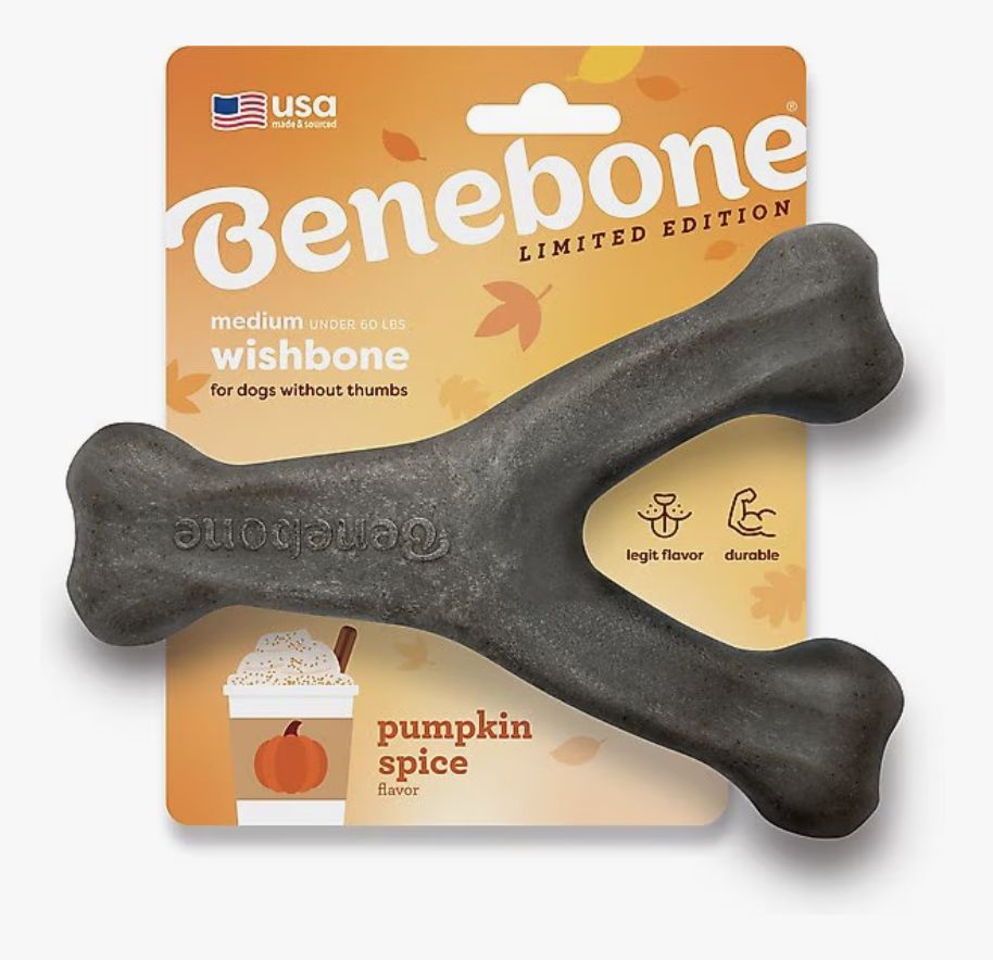 Benebone Pumpkin Spice Flavored Wishbone Chew Dog Toy Medium