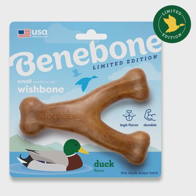 Benebone Duck Flavored Wishbone Dog Chew Toy- Small