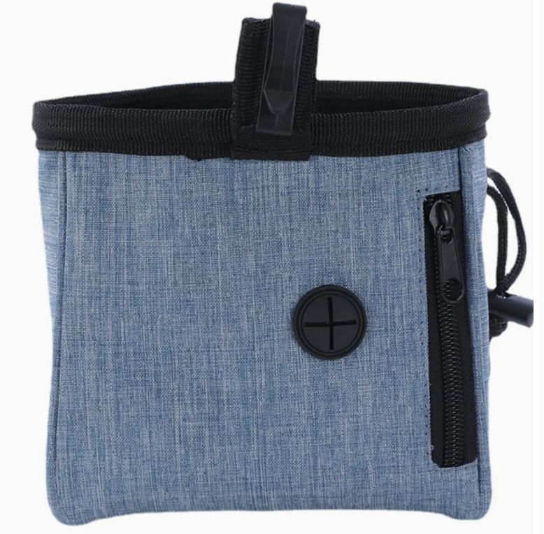 Wandf Oxford Pet Treat Bag- Waterproof &amp; Hands -Free for Dog Walking- Blue