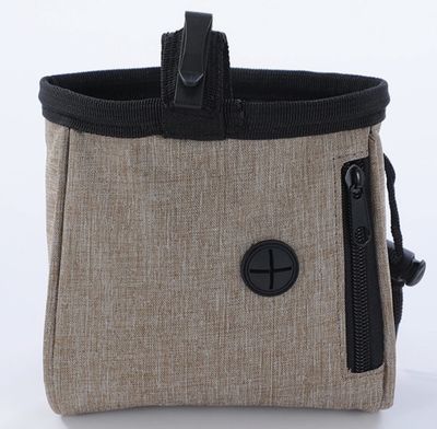 Wandf Oxford Pet Treat Bag- Waterproof &amp; Hands Free for Dog Walking-  Brown