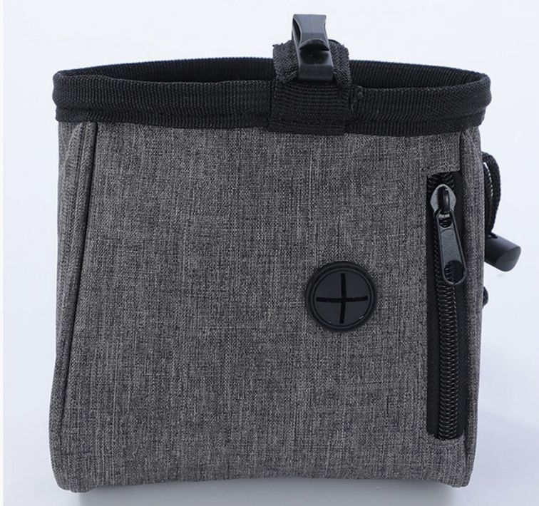 Wandf Oxford Pet Treat Bag- Waterproof &amp; Hands -Free for Dog Walking- Gray