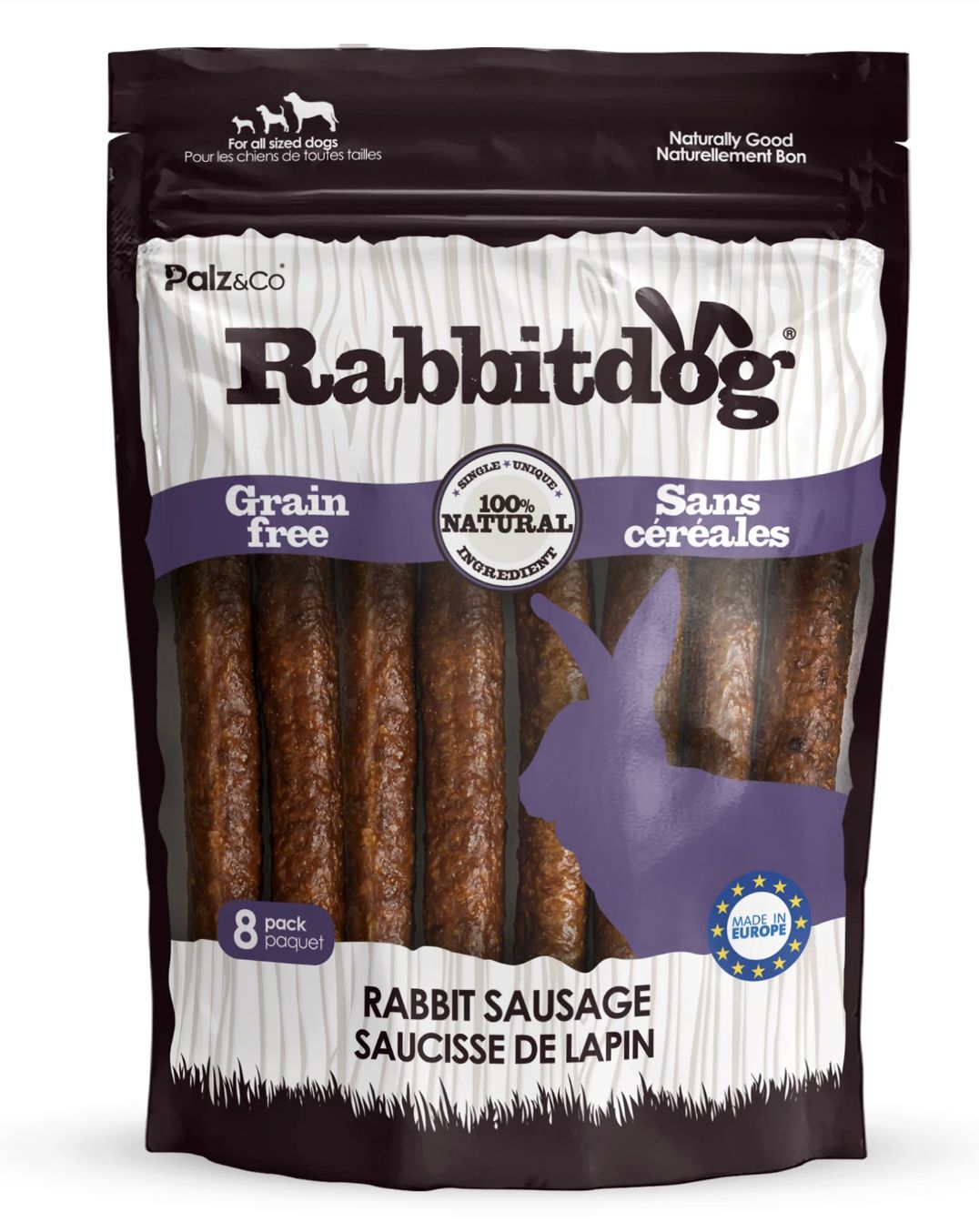 Palz&amp;Co Rabbit Sausage Dog Treats 8 Pack