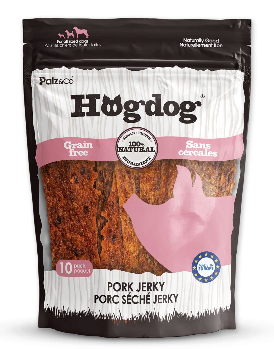 Palz&amp;Co Pork Jerky Dog Treats, 10 Pack