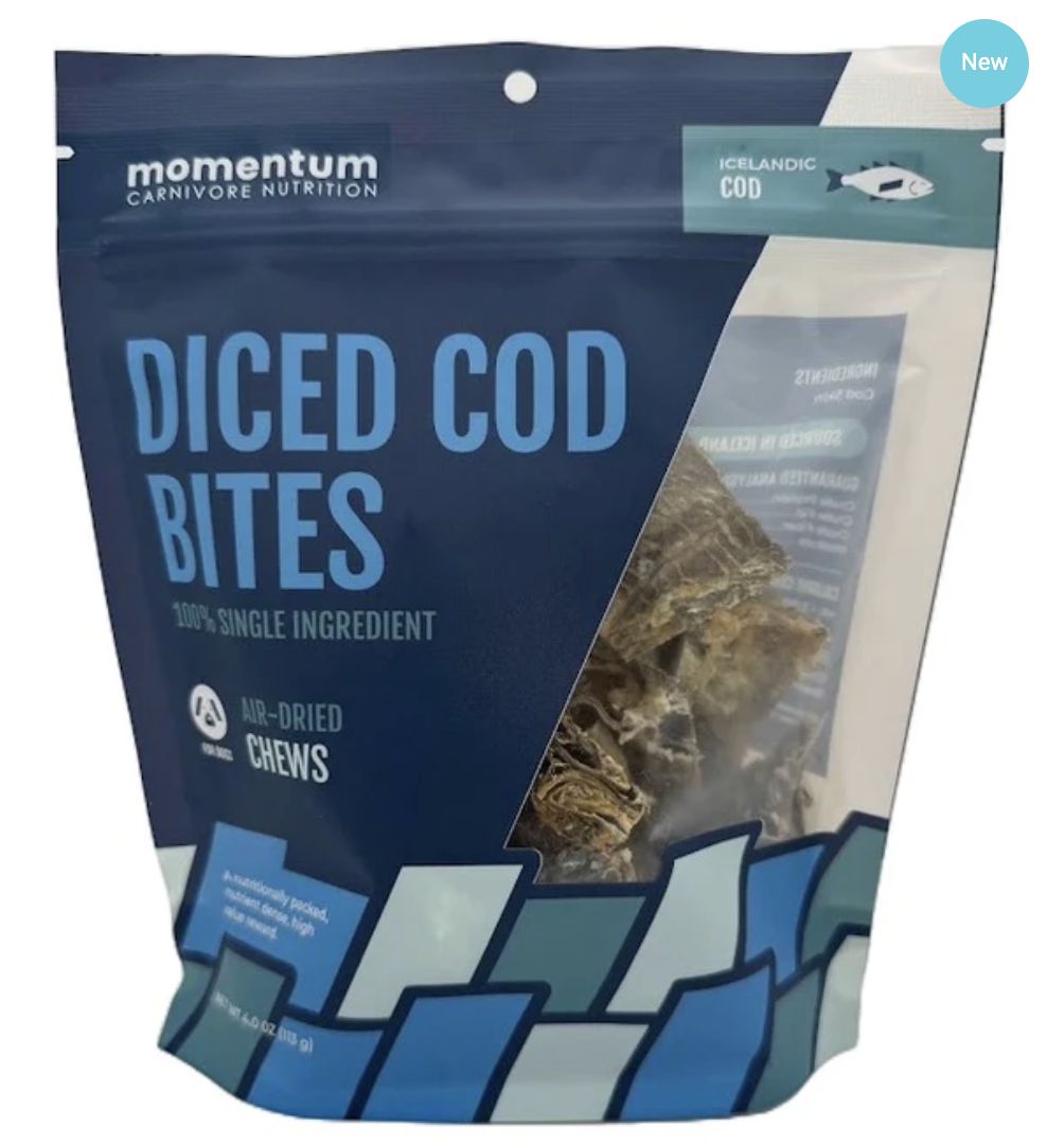 Momentum Air Dried Diced Cod Bites Dog Treats 4oz