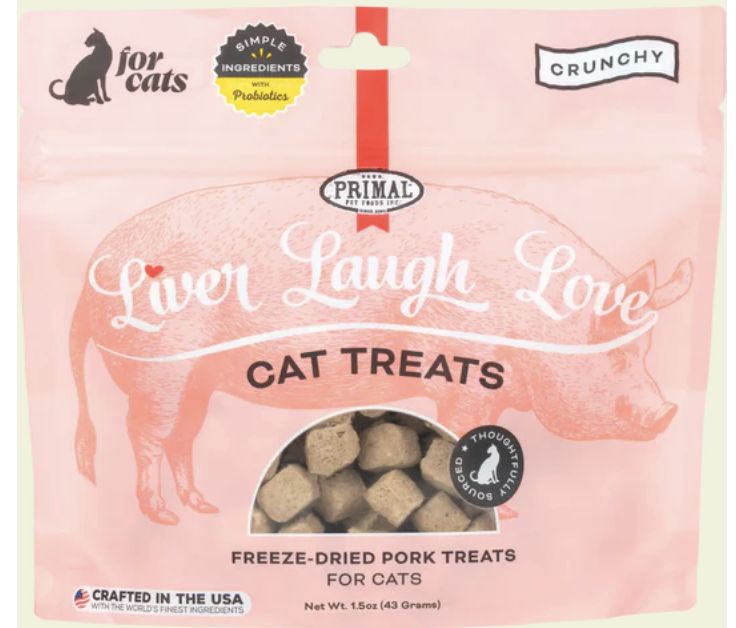 Primal Freeze Dried Pork Liver Laugh Love Treats 1.5 oz