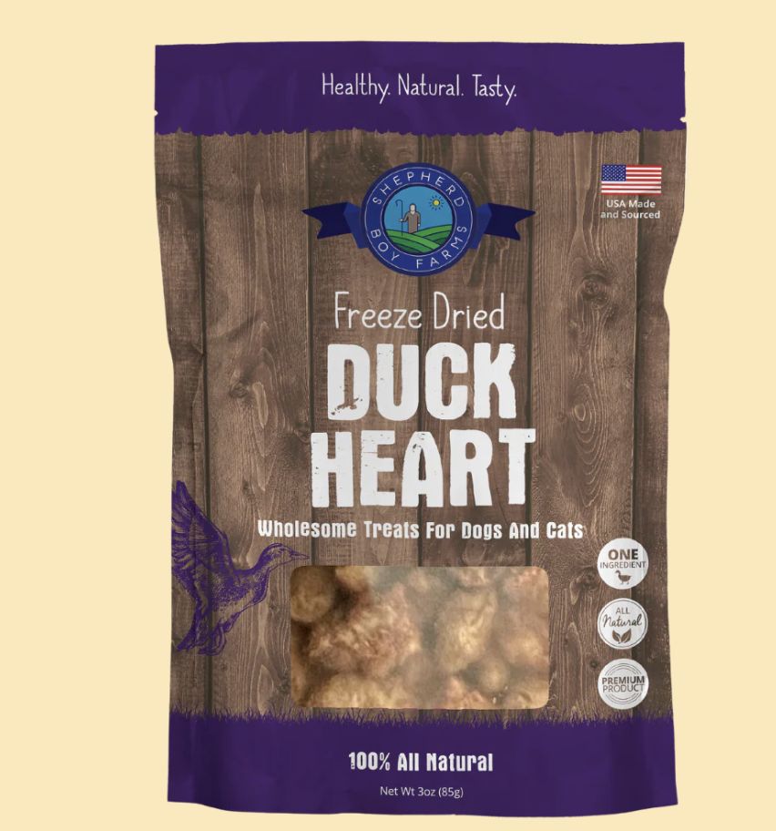 Shepherd Boy Farms Freeze Dried Duck Heart Freeze Dried Treat 8oz