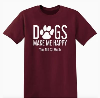Adult T Shirt Dogs Make Me Happy - Garnet 2XL