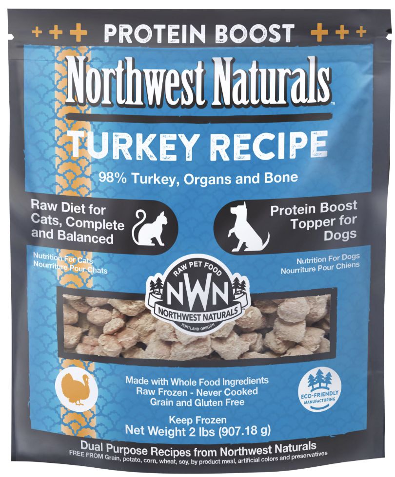 Northwest Naturals Frozen Turkey Recipe for Cats &amp; Protein Boost Topper for Dogs - 2lb