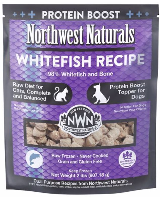 Northwest Naturals Frozen Whitefish Recipe for Cats &amp; Protein Boost Topper for Dogs - 2lb