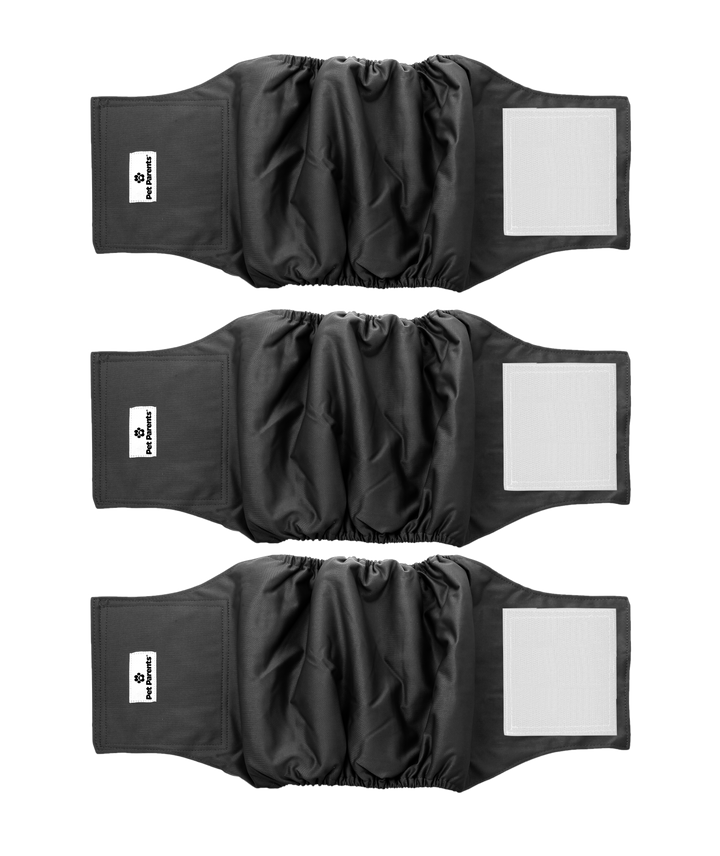 Pet Parents Washable Belly Bands (3 Pack) Black Pack, Size: Small