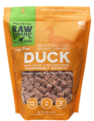 Raw Dynamic Frozen Raw Duck Recipe Dog Food 3lb