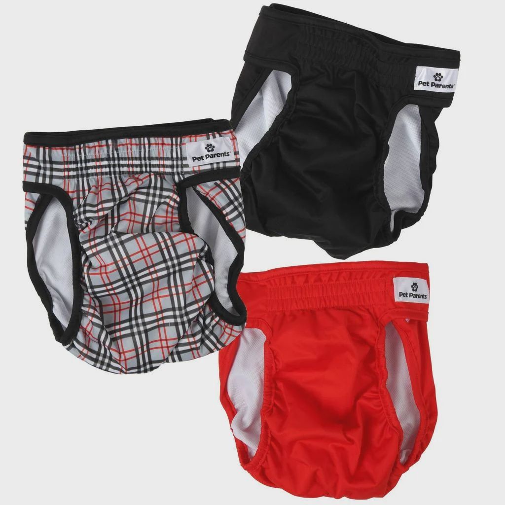 Pet Parents Washable Dog Diapers (3 Pack) Designer Pack, Size: Small