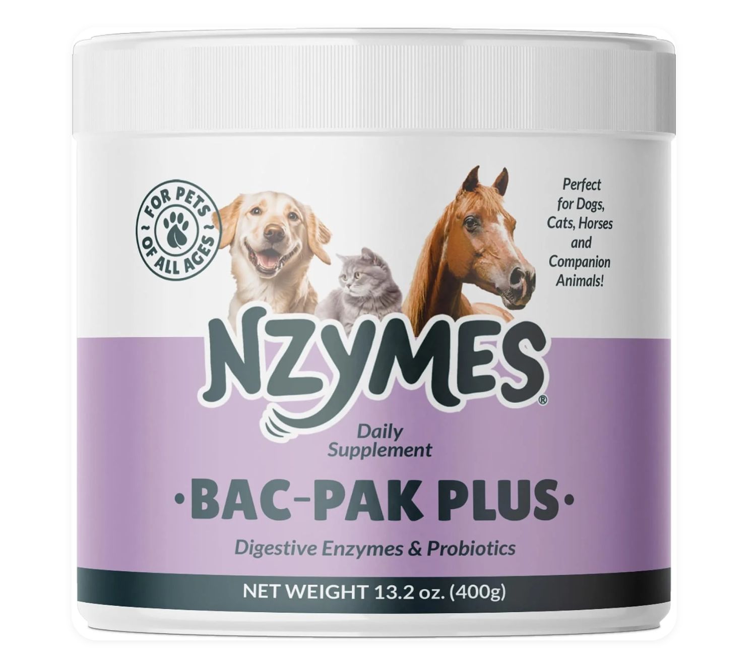Nzymes Bac-Pak Plus Probiotic and Digestive Enzymes for Pets 400 Grams