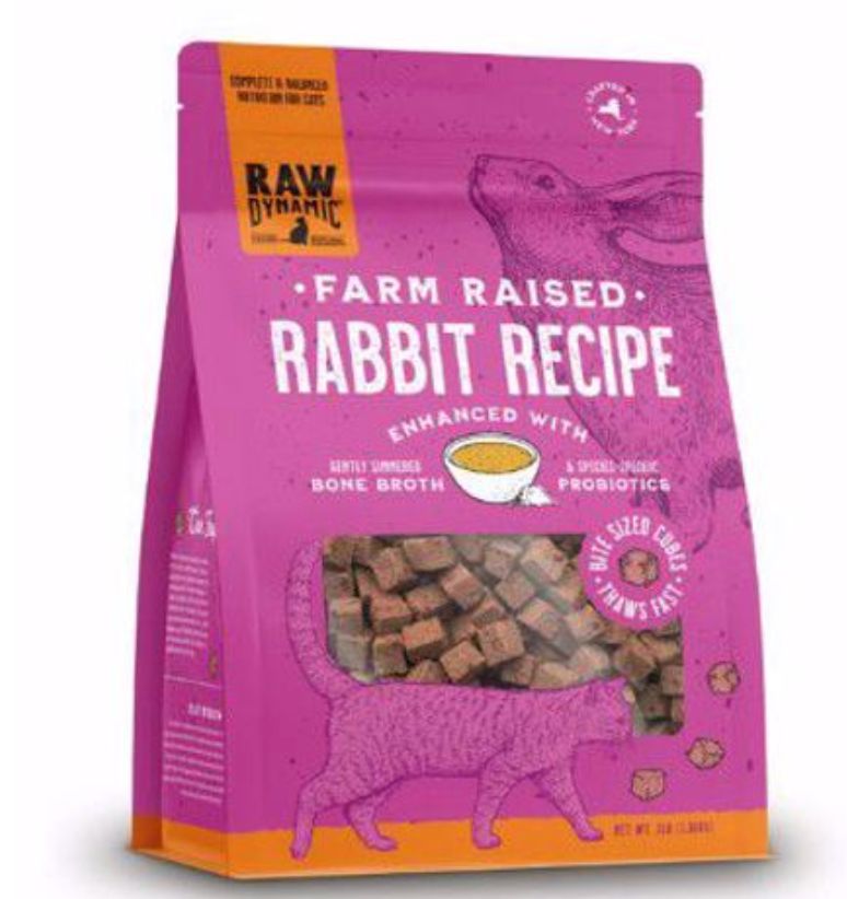 Raw Dynamic Frozen Raw Rabbit Recipe Cat Food 3lb
