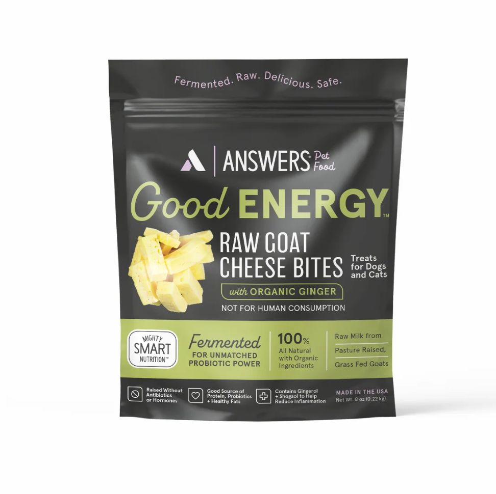 Answers Pet Food Frozen Goat Cheese Bites with Organic Ginger 8oz