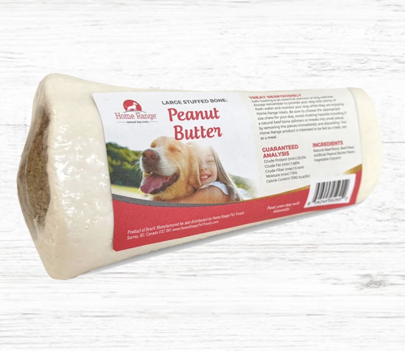 Home Range Large Stuffed Bone- 6" Peanut Butter