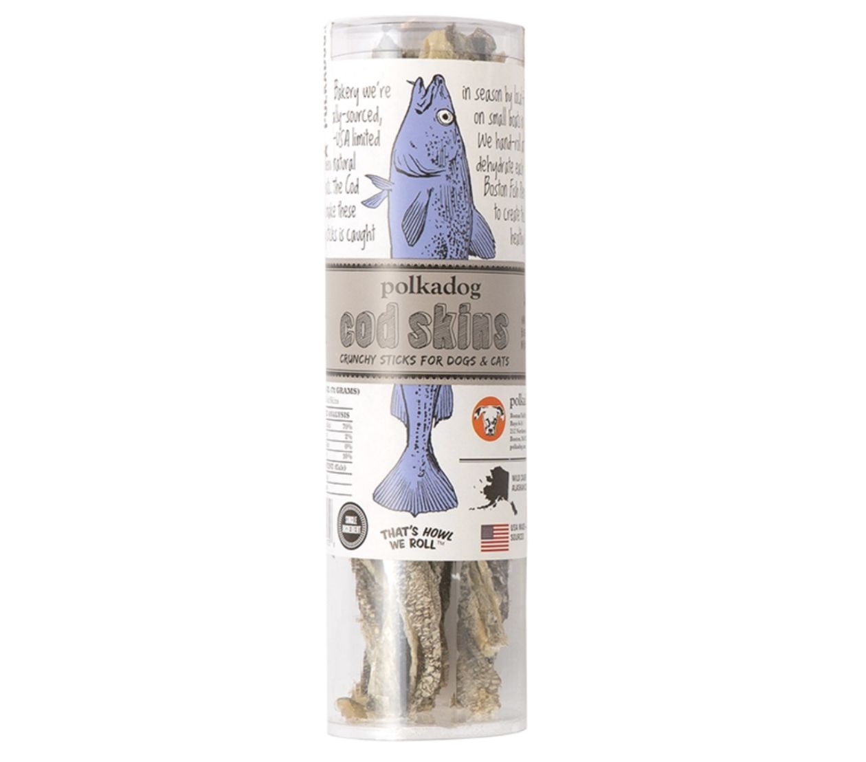 Polkadog Cod Skins Jerky Treats for Dogs and Cats 2.5oz