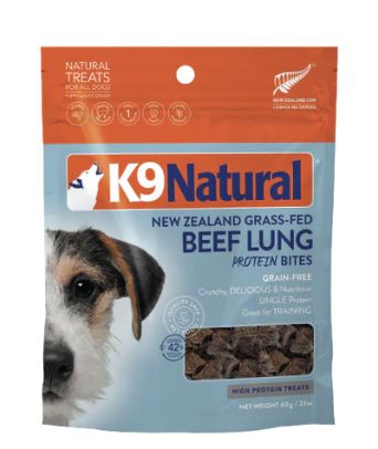 K9 Natural Beef Lung Protein Bites Dog Treats 2.1oz
