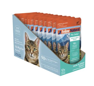 Feline Natural Hoki &amp; Beef Feast Pouch Cat Food 3oz