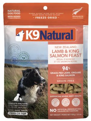 K9 Natural Lamb &amp; King Salmon Feast Freeze-Dried Dog Food or Topper 3.5oz