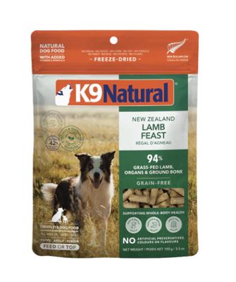 K9 Natural Lamb Feast Freeze-Dried Dog Food or Topper 3.5oz