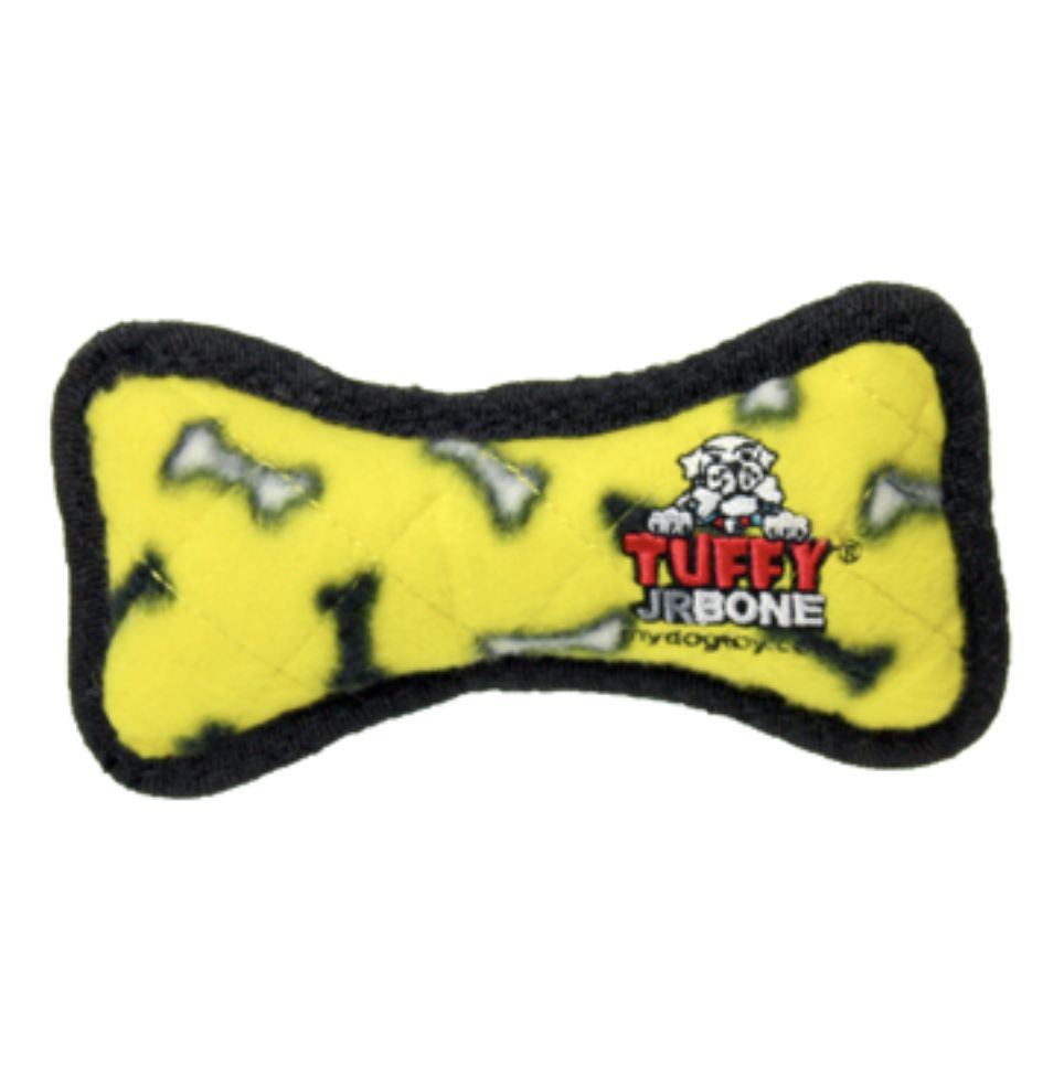 Tuffy Jr Bone Plush Dog Toy Yellow Bone