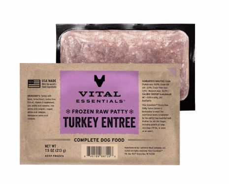 Vital Essentials Frozen Turkey Entree 10 Patties Dog Food 4.7lb